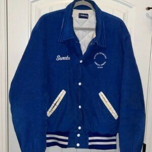 Rare Vintage blue Holloway corduroy jacket coat embroidered Senator/ Alaska L/XL